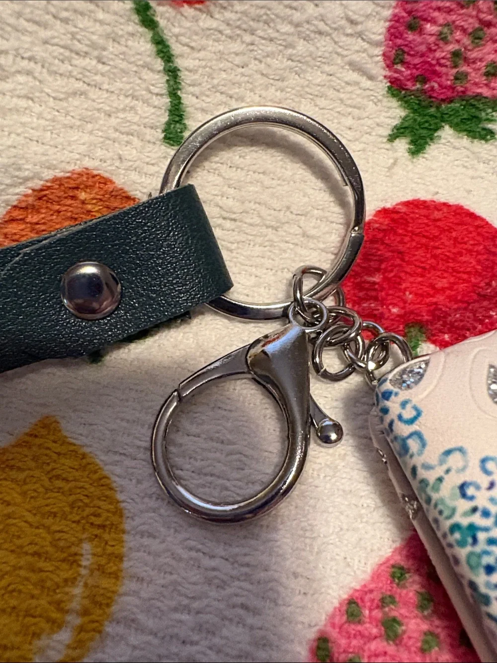 Peacock Mirror Keychain Charm in Cream, Blue and Green